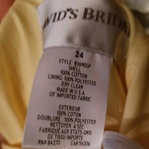 Canary David's Bridal knee length bridesmaid prom